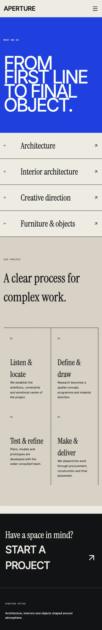 Aperture Office template, services page, phone