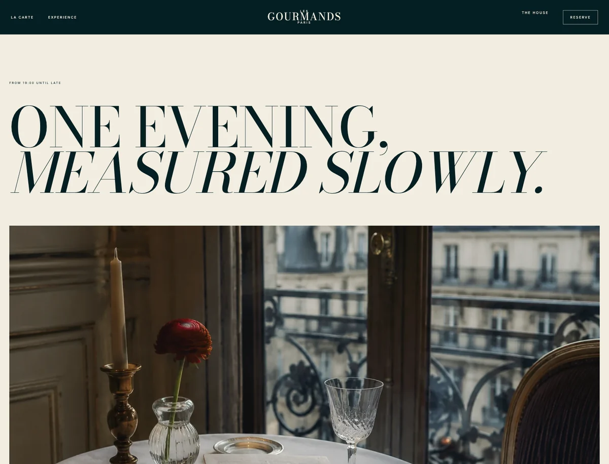 Les Gourmands template, experience page, desktop