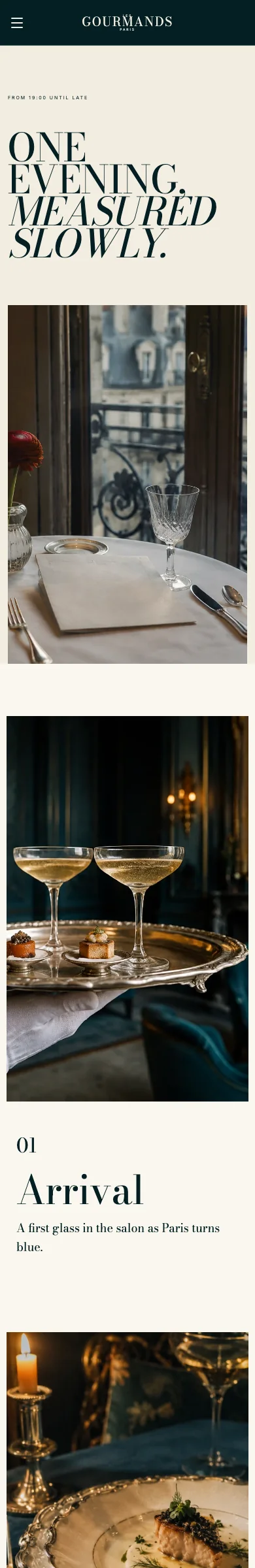 Les Gourmands template, experience page, phone