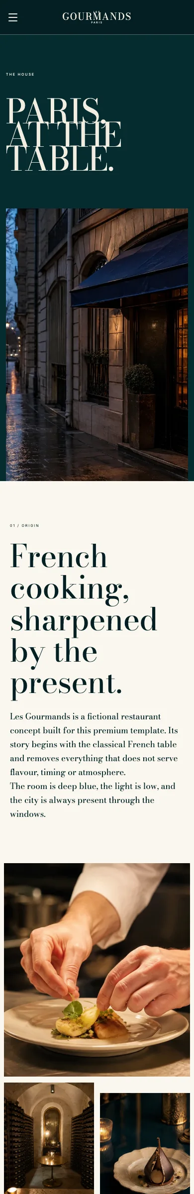 Les Gourmands template, the house page, phone